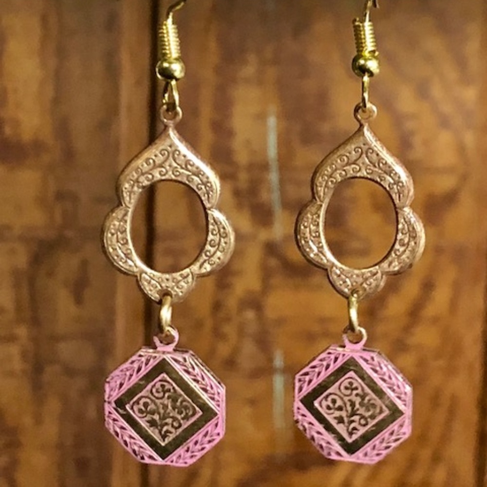 Dainty Pink Dangle Earrings